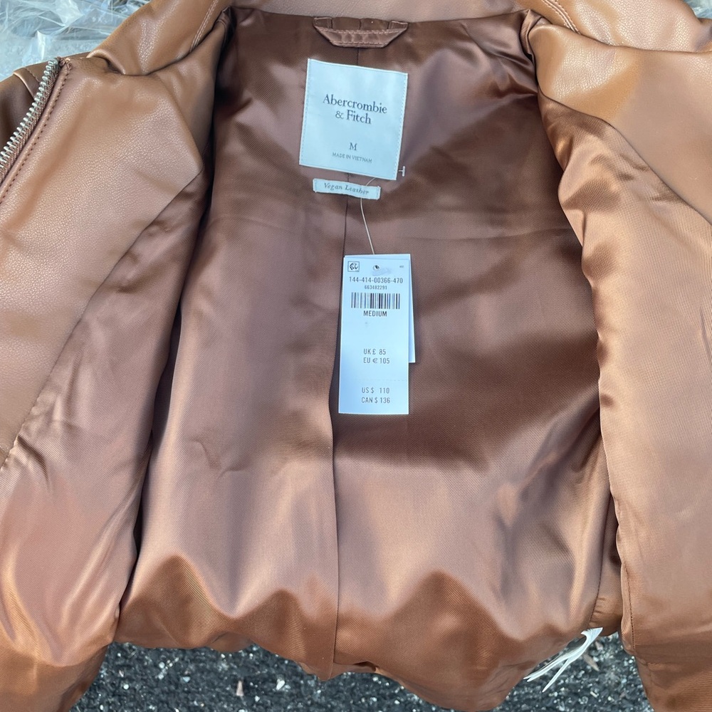 Abercrombie & Fitch Tan Vegan leather Jacket - Picture 3 of 4
